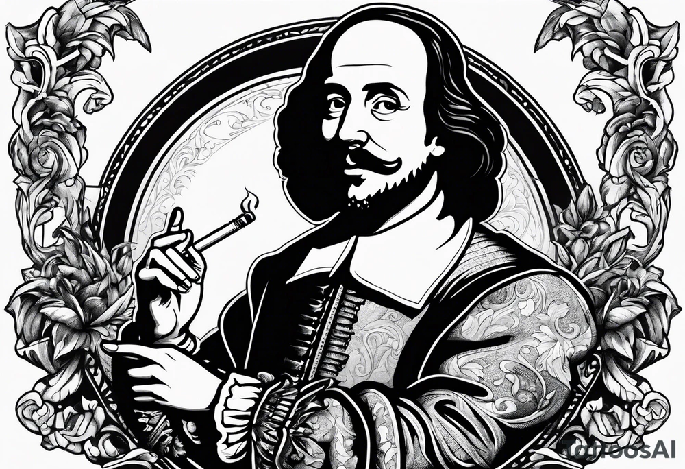 William Shakespeare smoking cigarette tattoo idea