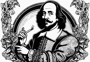 William Shakespeare smoking cigarette tattoo idea