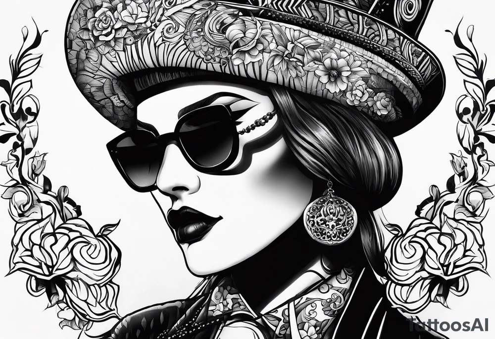 rock a Billy ganzer Arm Tattoo mit verschiedenen Motiven tattoo idea