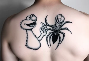 elmo and spiderman tattoo idea