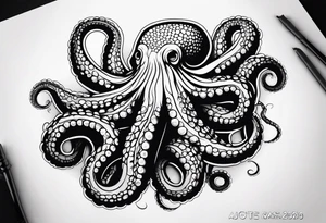 octopus holding a corn cob tattoo idea