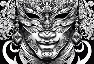 Hanya mask, masculine, aggressive tattoo idea