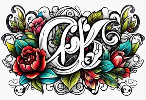 Delicate cursive initials combining bjf & arf tattoo idea
