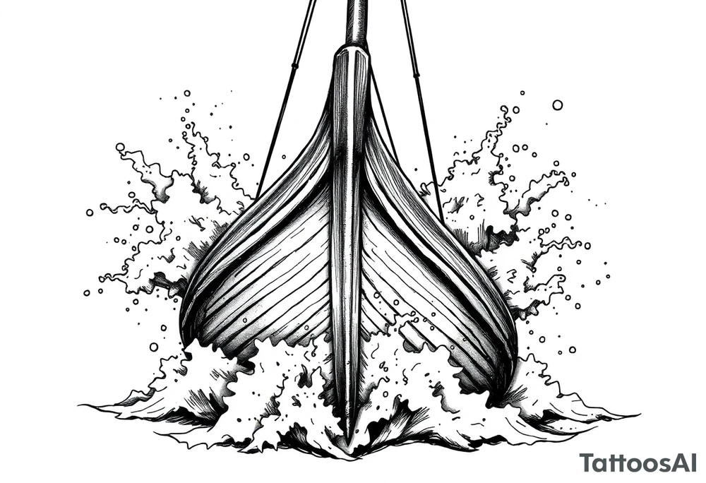 Close-up of a Viking ship's prow cutting through turbulent, foamy sea spray. tattoo idea