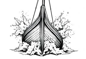 Close-up of a Viking ship's prow cutting through turbulent, foamy sea spray. tattoo idea