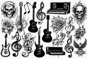 lots of music tattoo idea