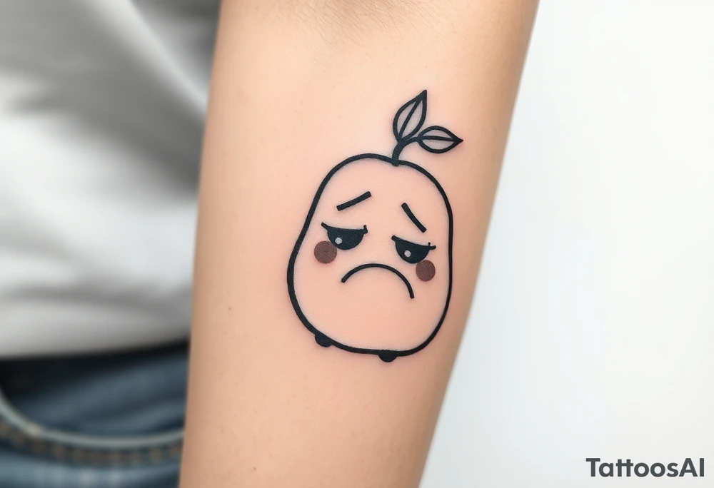 Cartoon potato with sad face tattoo idea