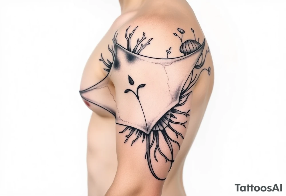 stingray, coral, jellyfish tattoo idea