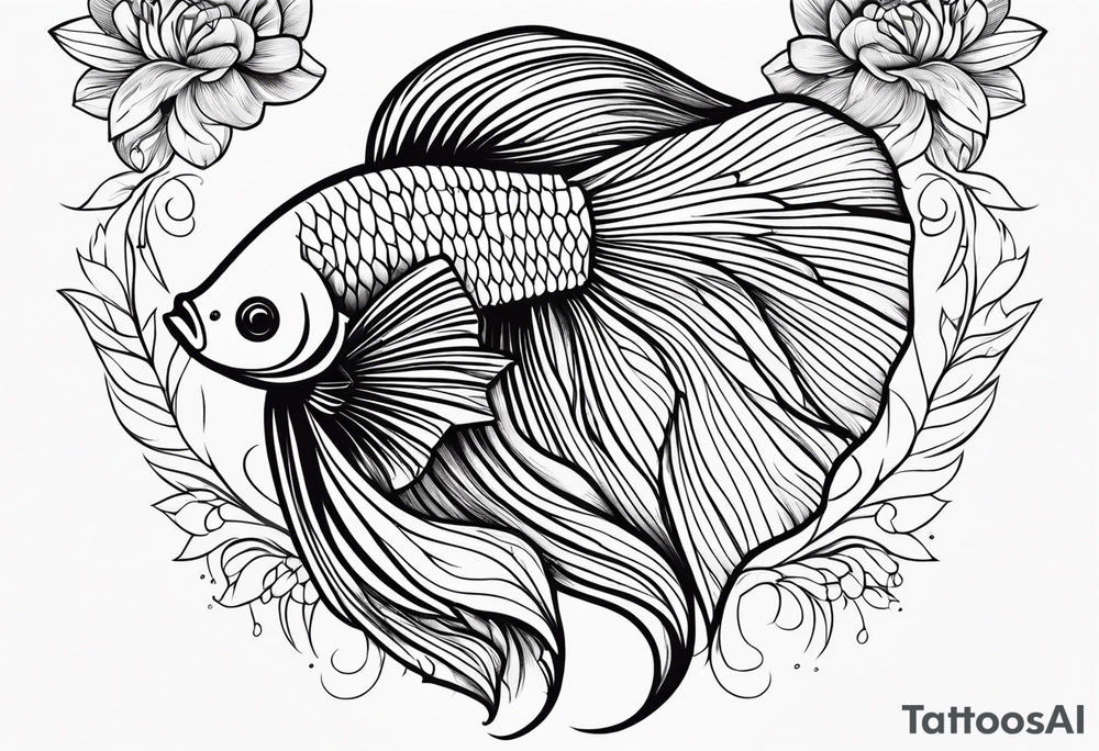 Betta fish with flowers tattoo idea