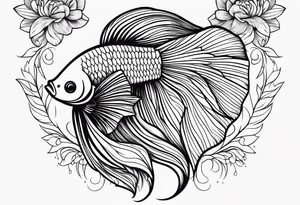 Betta fish with flowers tattoo idea