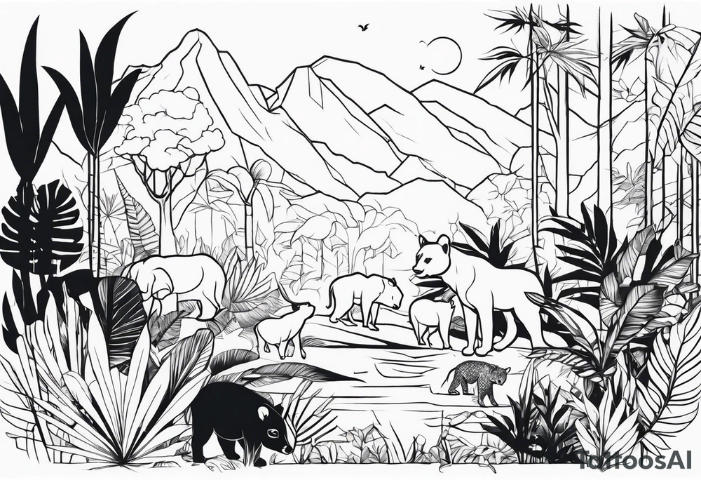 JUNGLE WITH ANIMALS tattoo idea