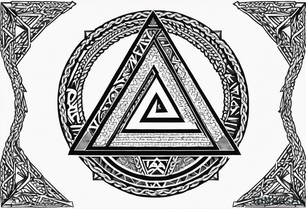 triangle inside a circle made from chain and rope elements. tattoo idea triangle inside a circle made from chain and rope elements. tattoo idea