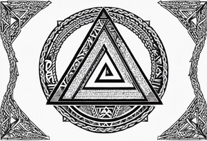 triangle inside a circle made from chain and rope elements. tattoo idea