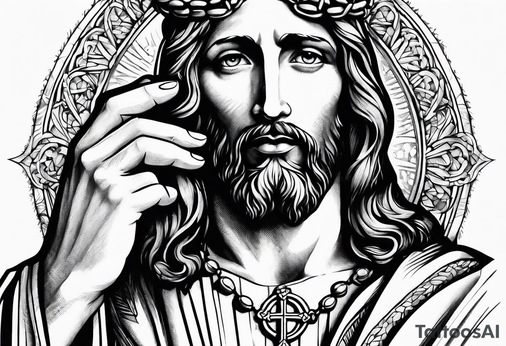 Jesus hands with a rosary tattoo idea