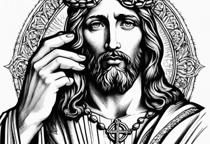 Jesus hands with a rosary tattoo idea