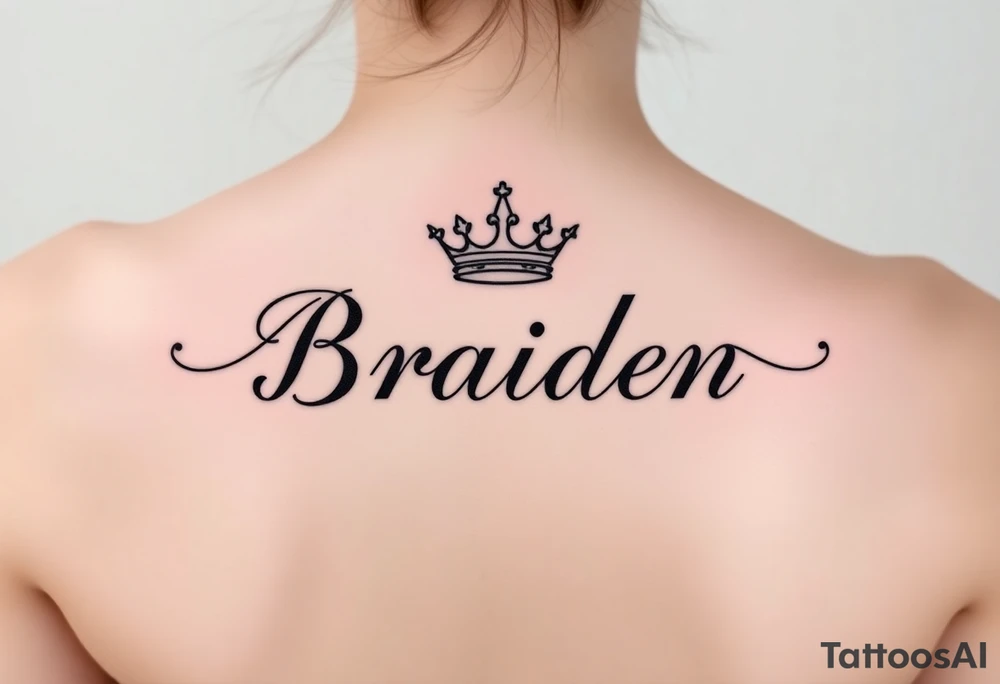 Name Braiden with a kings crown above tattoo idea