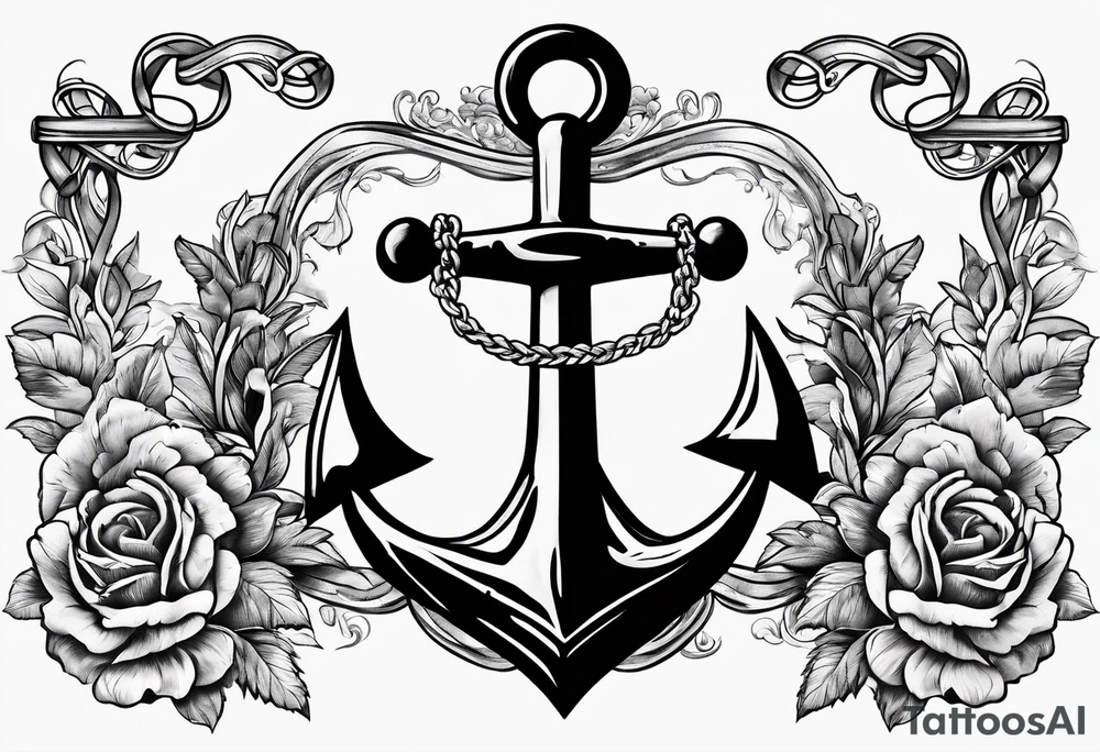 Anchor with ribbon and psalm 23:19 on ribbon tattoo idea