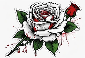rose flower whose stem is broken with blood dripping from the break tattoo idea