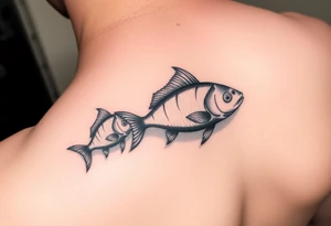 Two to three ocean fish swimming with shadows tattoo idea