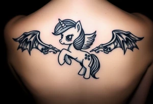 Demonic my little pony with skulls tattoo idea