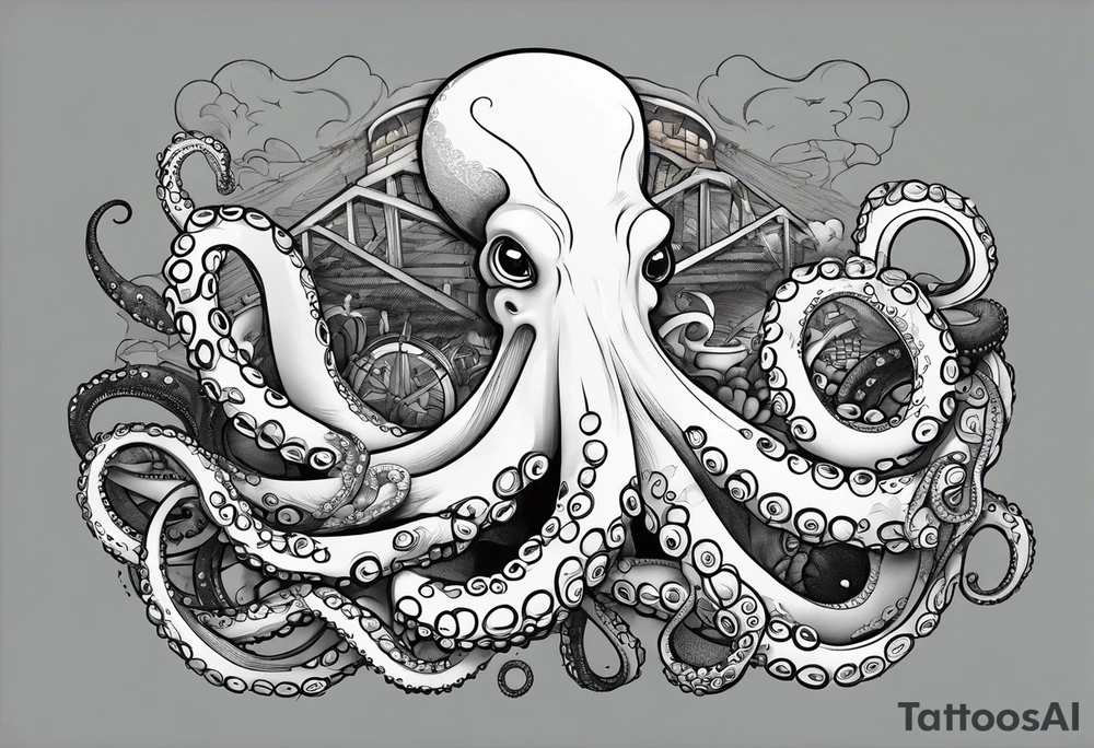 Octopus, bridge, drugs tattoo idea