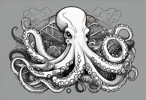 Octopus, bridge, drugs tattoo idea