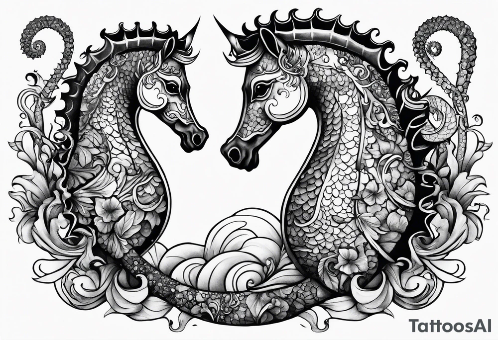 Under ocean seahorse tattoo idea
