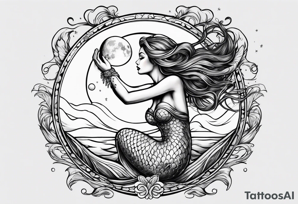 mermaid reaching for the moon tattoo idea