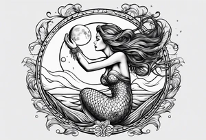 mermaid reaching for the moon tattoo idea