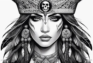 valkrye, kali, pirate, goddess, native american, looking right, wing tattoo idea