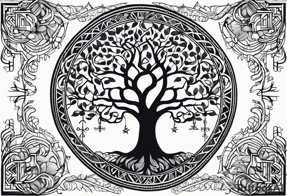 Nordic tree of life , 777 tattoo idea