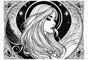 Shoulder piece. Black in the middle with swirly lines around. Starry Night esque but more black and more creepy, romantic goth vibes tattoo idea