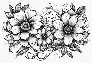 abstract flower with vines tattoo idea