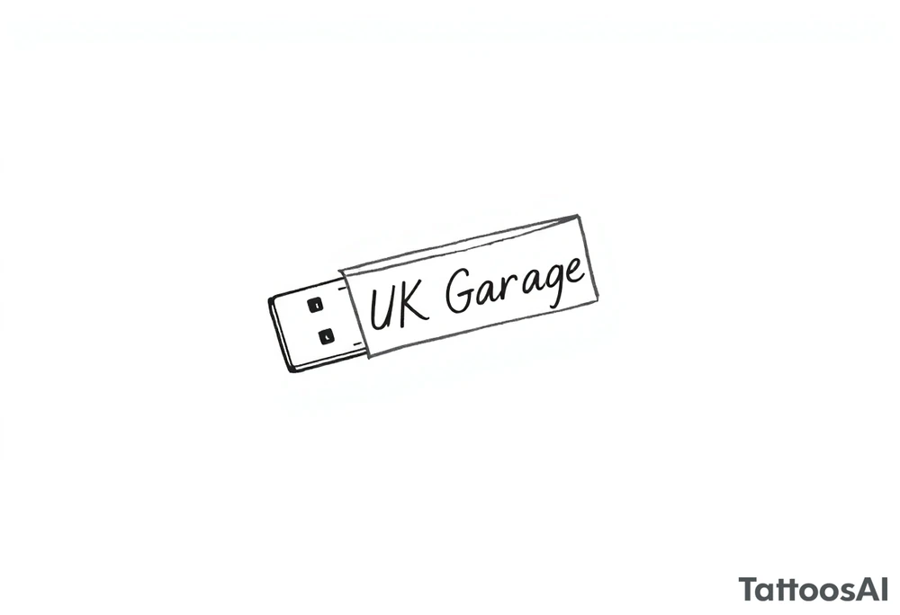 A usb drive with a little piece of sticky tape that says “UK Garage” tattoo idea