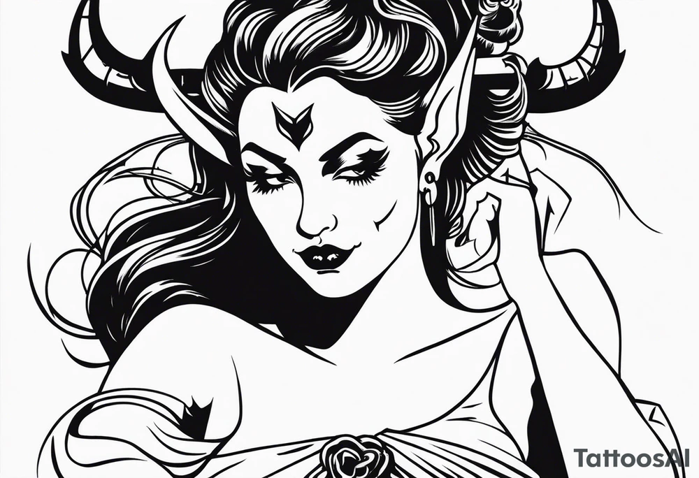 demon pinup tattoo idea