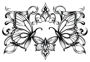 ethereal butterflies with flowing silk ribbons in geometric mandala tattoo idea
