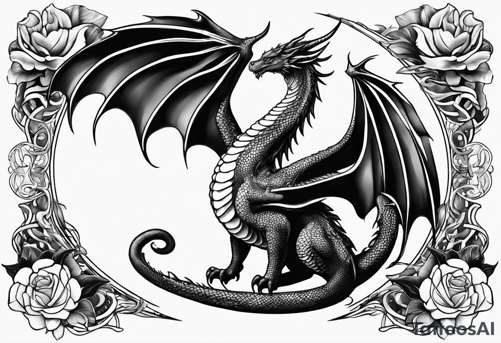 Dragon mushroom wings tattoo idea