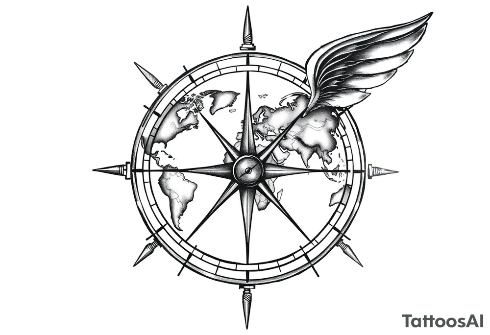 compass with world map tattoo idea