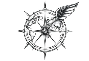 compass with world map tattoo idea