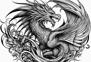 phoenix fighting a medieval
 dragon tattoo idea