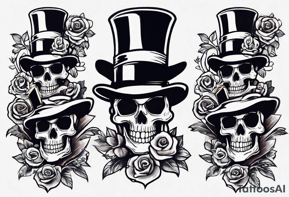 skeleton wearing a top hat holding a holy bible tattoo idea