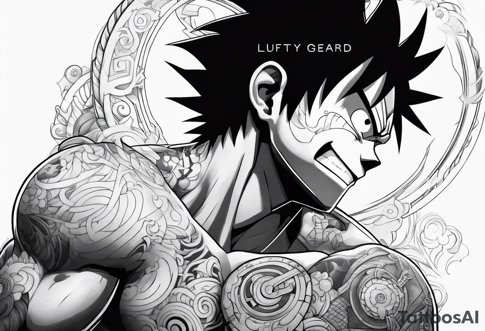 Luffy gear 5 on tricep tattoo idea