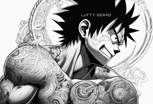 Luffy gear 5 on tricep tattoo idea