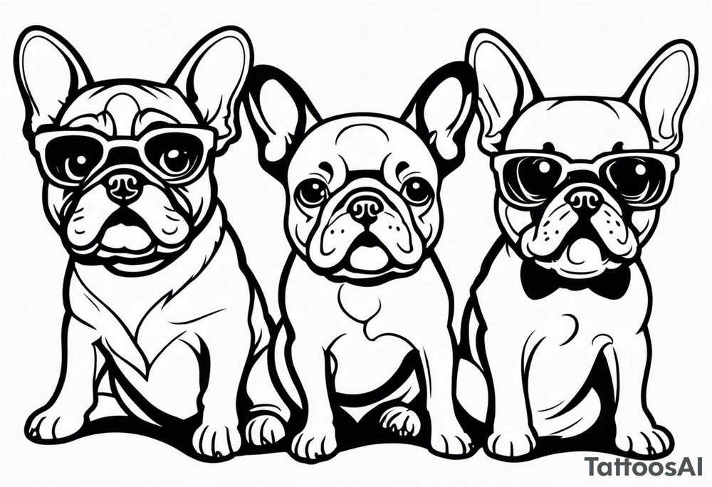 three French bulldogs tattoo idea