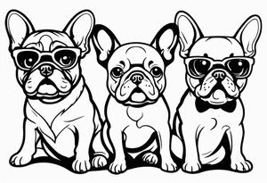 three French bulldogs tattoo idea