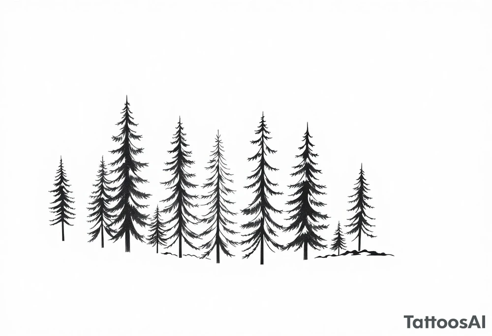 Coniferous forest tattoo sleeve black and gray tattoo idea