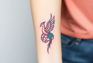 A phoenix rising out of a brain colorful tattoo idea