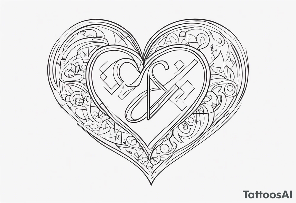 Heart made with letters p and s tattoo idea