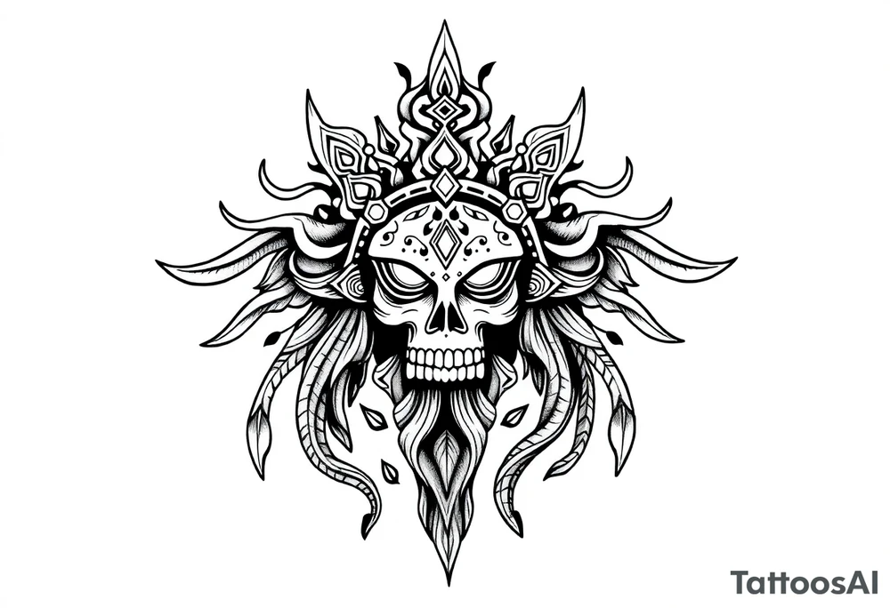 mytical shaman style ornametn with ancient rhyme tattoo idea