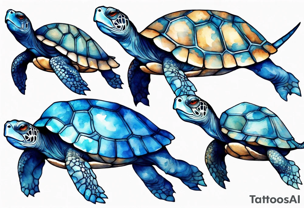 a turtle covered in blue fur tattoo idea